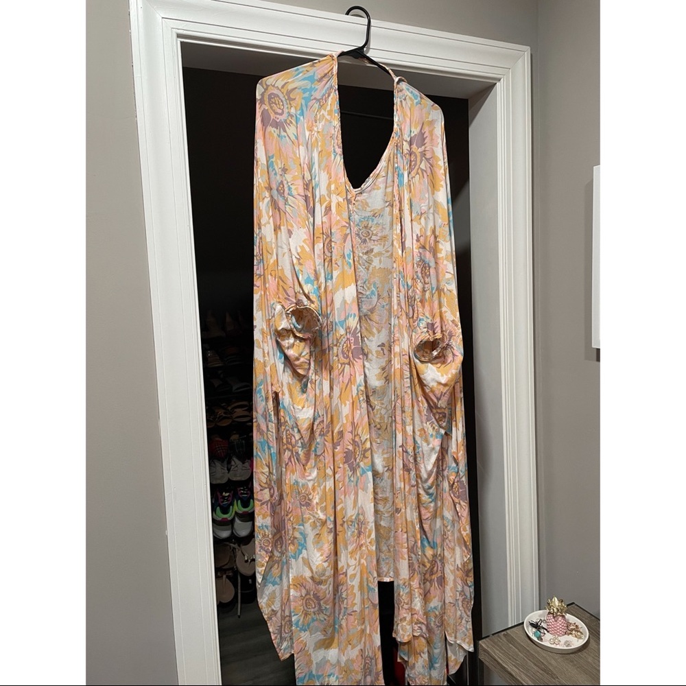 Free People Long Floral Kimono